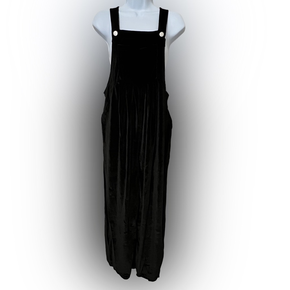 Chic Black Velvet Wide Leg Overalls Jumpsuit - Picture 5 of 10
